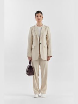 Perona - Women Ivory Mid Waist Straight Trouser