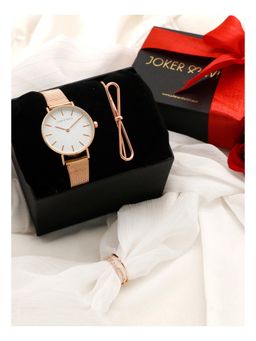 Joker and Witch - Joker & Witch White Love Triangle Watch & Bracelet With Ring For Women (Pack of 3) (JWLT7)