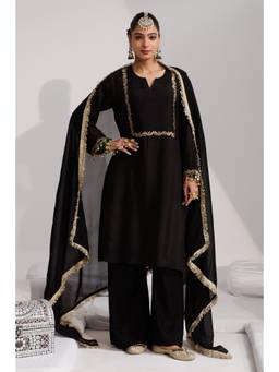 SAYARISH - Bazm Black Embroidered Kurta with Pant and Dupatta