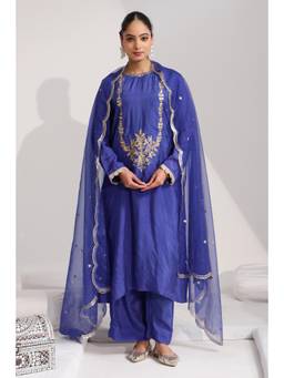 SAYARISH - Baani Blue Embroidered Kurta with Pant and Dupatta