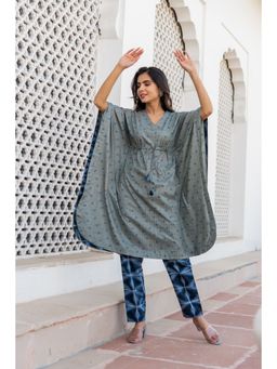 Kohsh - Blue Grey Cotton Kaftan (Set of 2)