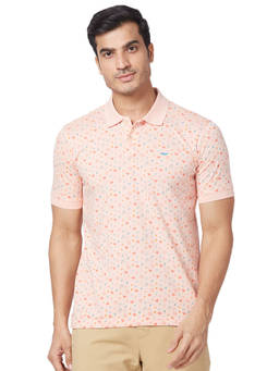 Park Avenue - Slim Fit Printed Light Orange Polo T-Shirt