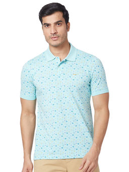 Park Avenue - Slim Fit Printed Light Petrol Polo T-Shirt
