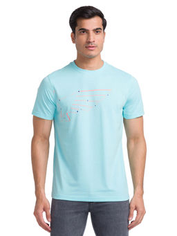 Park Avenue - Slim Fit Printed Light Green T-Shirt