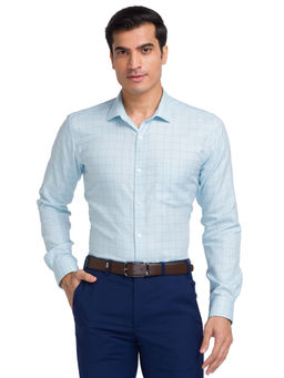 Park Avenue - Slim Fit Checks Medium Green Shirt