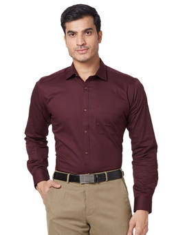 Park Avenue - Slim Fit Solid Wine Shirt