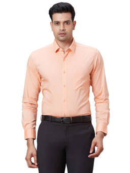 Raymond - Slim Fit Solid Light Orange Shirt