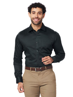 Raymond - Slim Fit Solid Medium Green Shirt