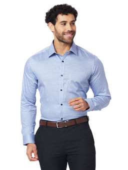 Raymond - Slim Fit Printed Dark Blue Shirt