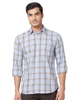 Parx - Slim Fit Checkered Light Blue Shirt