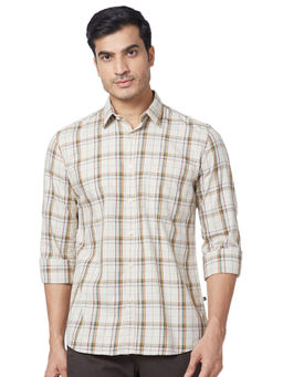 Parx - Slim Fit Checkered Light Fawn Shirt