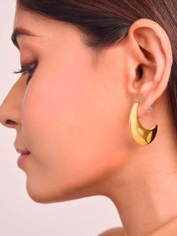 ELRA - 18K Gold Plated Golden Crescent Hoop Earrings