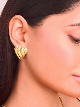 ELRA - 18K Gold Plated Golden Curve Heart Studs
