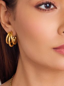 ELRA - 18K Gold Plated Golden Orbit Trio Hoop Earrings