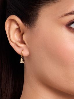 ELRA - 18K Gold Plated Crystal Drop Hoops Earrings