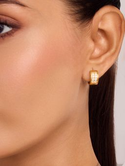 ELRA - 18K Gold Plated Crystal Huggie Earrings