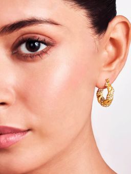 ELRA - 18K Gold Plated Crystal Twirl Hoops Earrings