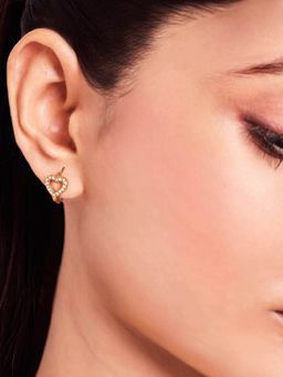 ELRA - 18K Gold Plated Heart Hoop Huggies Earrings