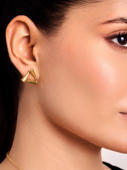 ELRA - 18K Gold Plated Golden Edge Studs Earrings