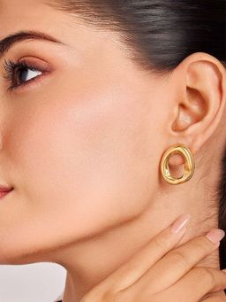ELRA - 18K Gold Plated Molten Oval Earrings