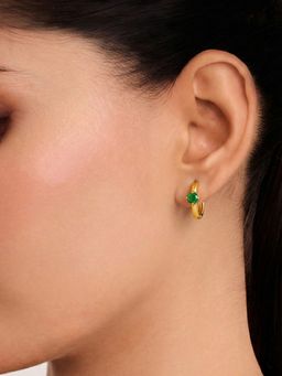 ELRA - 18K Gold Plated Emerald Spark Hoops Earrings