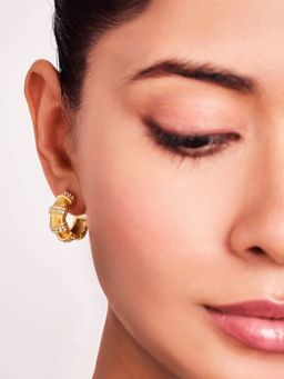 ELRA - 18K Gold Plated Crystal Arc Hoop Earrings