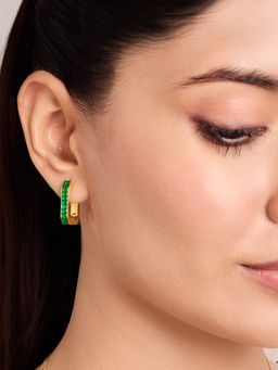 ELRA - 18K Gold Plated Emerald Edge Hoop Earrings