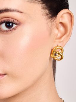 ELRA - 18K Gold Plated Interlock Stud Earrings