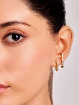ELRA - 18K Gold Plated Golden Line Stud Earrings