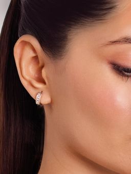 ELRA - Rhodium Plated Blush Glow Huggie Hoops Earrings