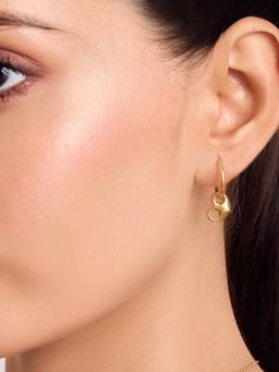 ELRA - 18K Gold Plated Golden Heart Lock Hoops Earrings