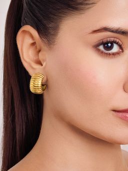 ELRA - 18K Gold Plated Golden Curve Hoop Earrings