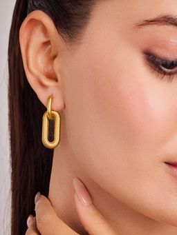 ELRA - 18K Gold Plated Golden Coil Link Earrings