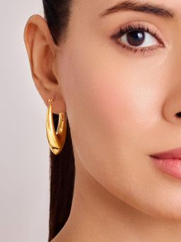 ELRA - 18K Gold Plated Golden Flow Hoop Earrings