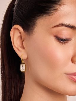ELRA - White 18K Gold Plated Prism Hoop Earrings