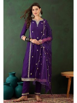 KVS FAB - Purple Vichitra Zari Embroidered Kurta with Pant and Dupatta (Set of 3)
