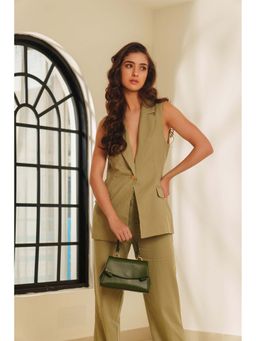 Kelby Huston - Green Leather Solid Handheld Bag