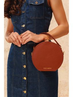 Kelby Huston - Brown Leather Solid Handheld Bag with Detachable Strap