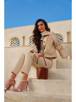 Kelby Huston - Brown Leather Solid Bucket Bag