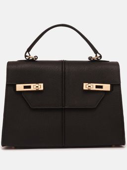Kelby Huston - Black Leather Textured Handheld Bag