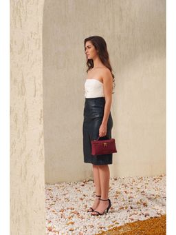 Kelby Huston - Maroon Leather Textured Handheld Bag