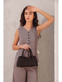 Kelby Huston - Black Leather Textured Handheld Bag