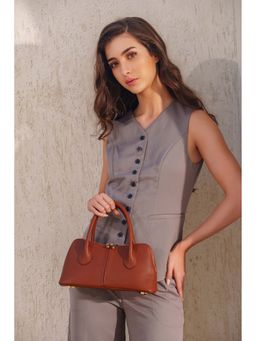 Kelby Huston - Brown Leather Textured Handheld Bag