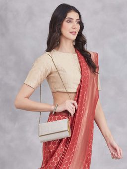 Fabindia - Gold Silk Blend Textured Clutch