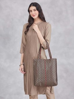 Fabindia - Black Polyester Woven Tote Bag