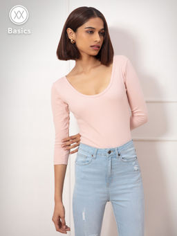 Twenty Dresses by Nykaa Fashion - Basics Pink Keep It Casual But Stylish Bodysuit