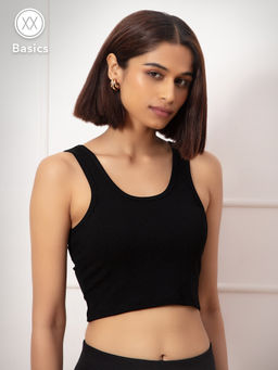 Twenty Dresses by Nykaa Fashion - Basics Black Solid Round Neck T-Shirt