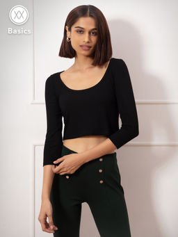 Twenty Dresses by Nykaa Fashion - Basics Black Long Way To Go T-Shirt