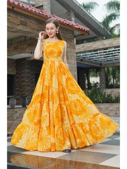 Gahan - Yellow Majestic Styles Dress Belted Maxi Dress