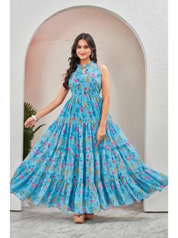 Gahan - Blue Floral Printed Impress Maxi Dress